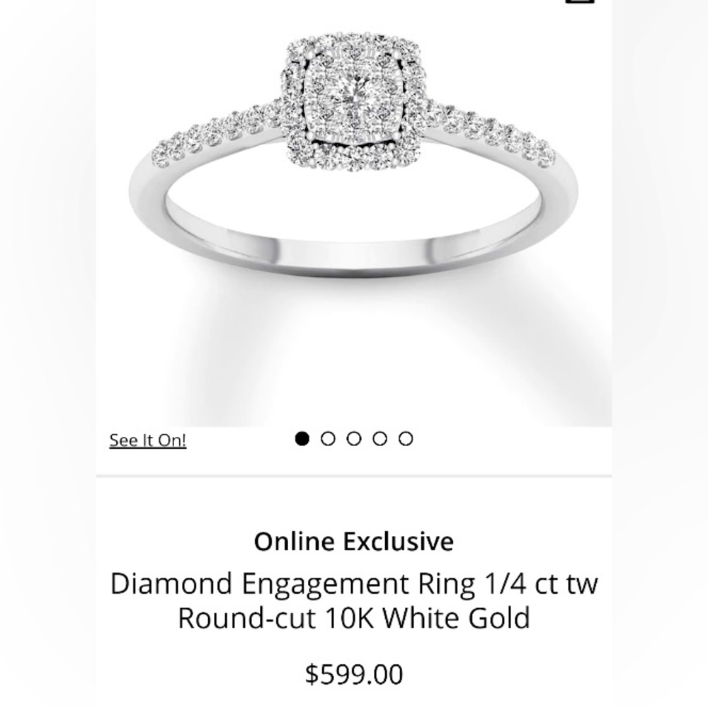 1/4 ct. Engagement ring, 10 karat gold... Purchased less than a month ago!